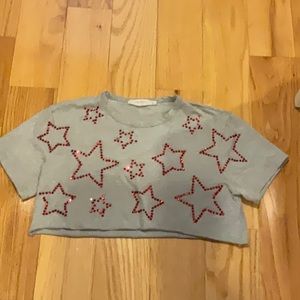 Emma & Sam red star rhinestone crop t-shirt size XS